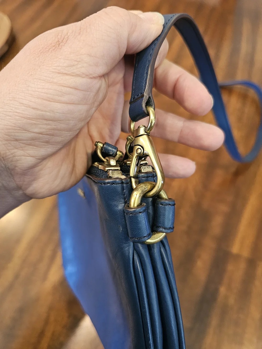 Fossil Leather Triple-Zip Wallet Crossbody Bag - Slate Blue
